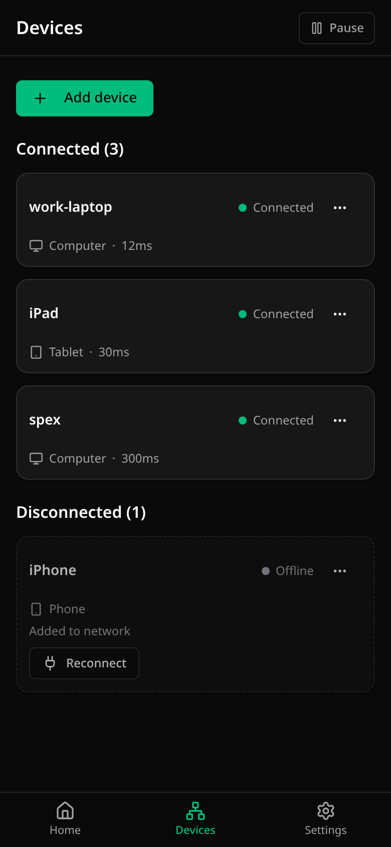 Devices on a phone