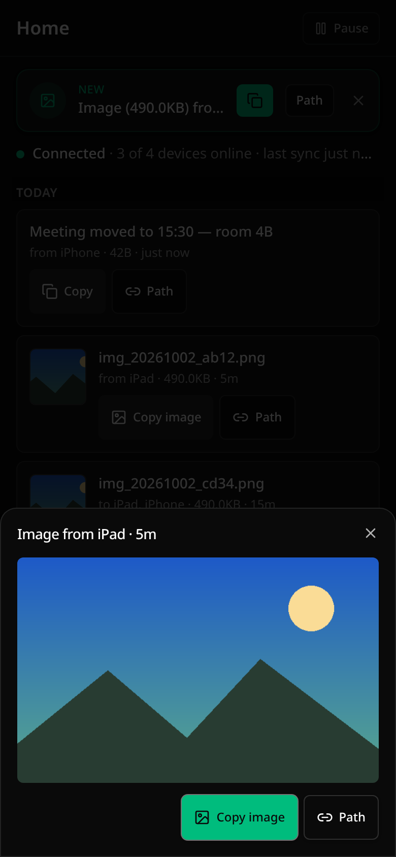 An item opened on a phone